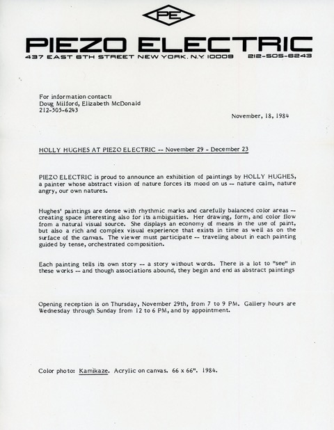 Holly Hughes Piezo Electric