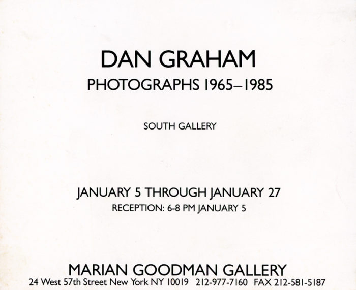 Dam Graham Marian Goodman Gallery