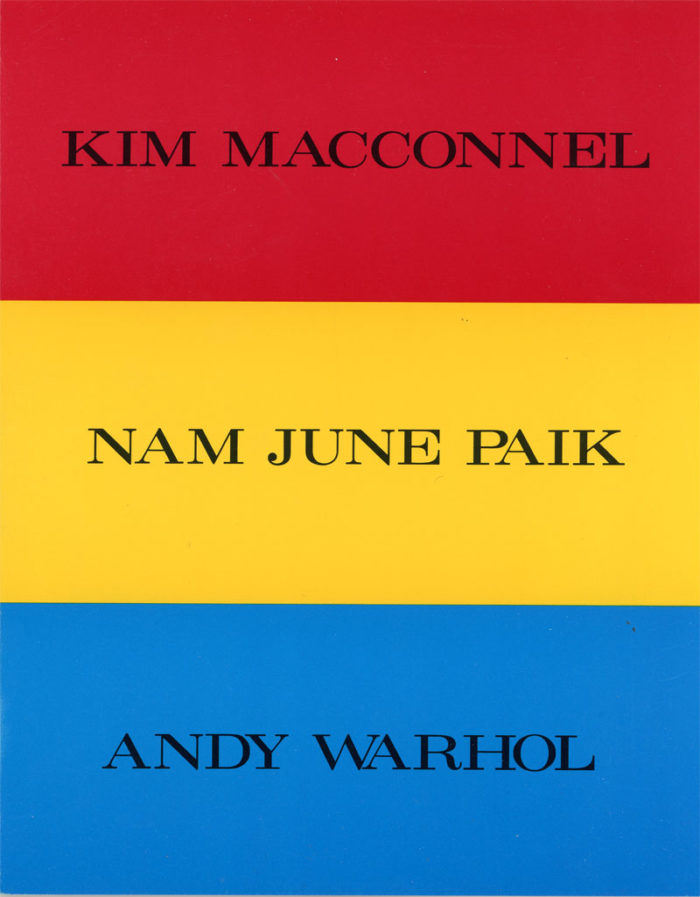 Holly-Solomon-Gallery,-Macconnel,-Paik,-Warhol,-Cultural-Camouflage,-Folded-Card,-1988---front