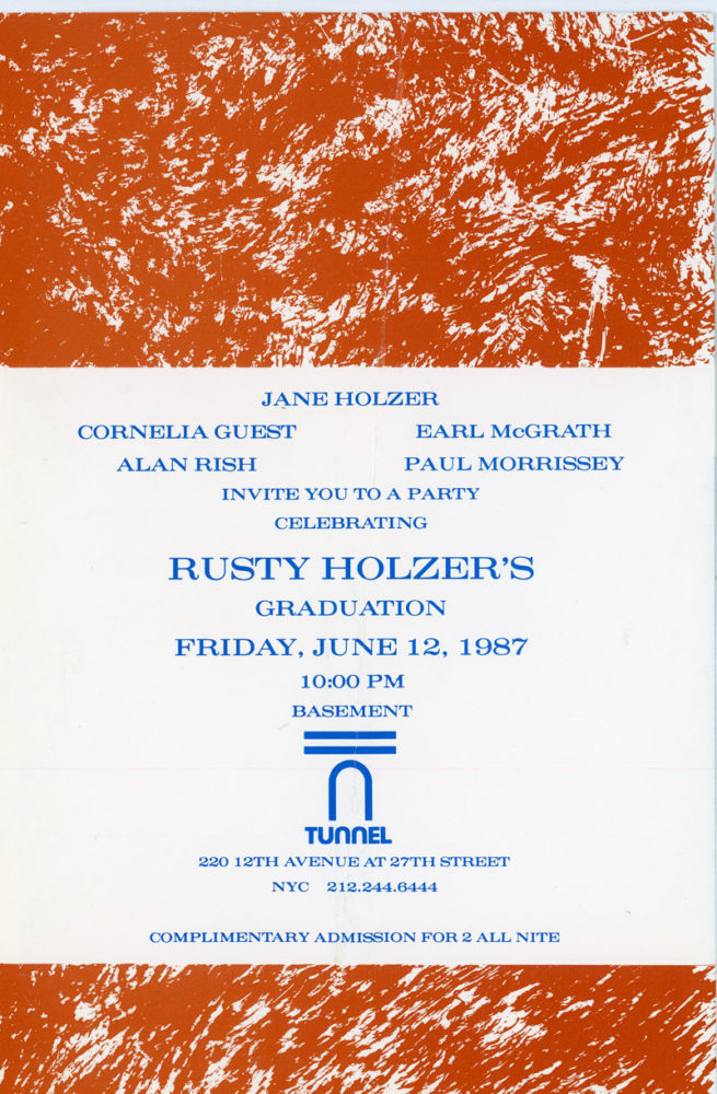Tunnel,-Jane-Holzer,-Rusty-Holzer's-Graduation,-Card,-1987---back