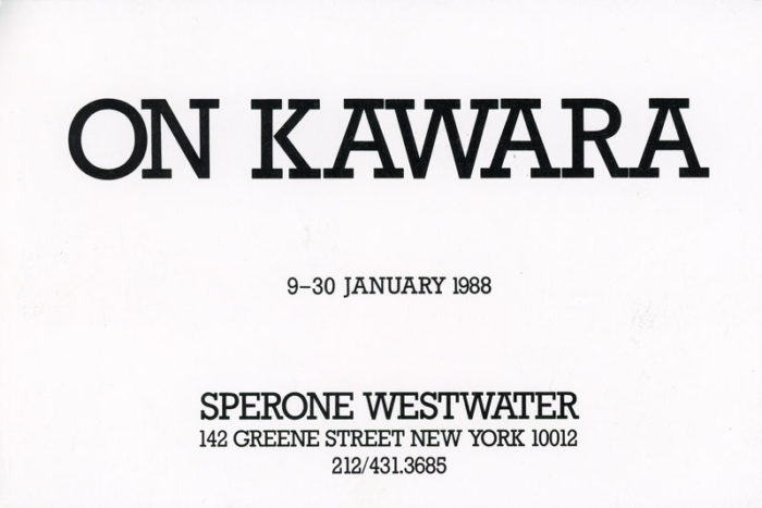 On Kawara Sperone Westwater