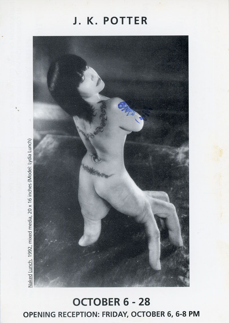 Gallery 98 | Lydia Lunch, Photo by J.K. Potter, Card, Bess Cutler Gallery,  1992