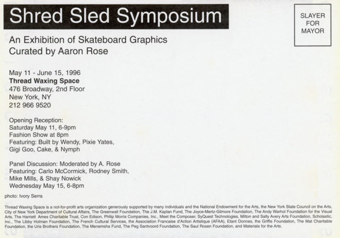 Gallery 98 | Thread Waxing Space, Shred Sled Symposium (Skateboard