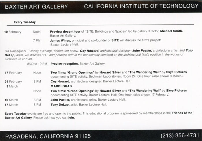 Gallery 98 | Baxter Art Gallery, SITE (James Wines), Buildings and