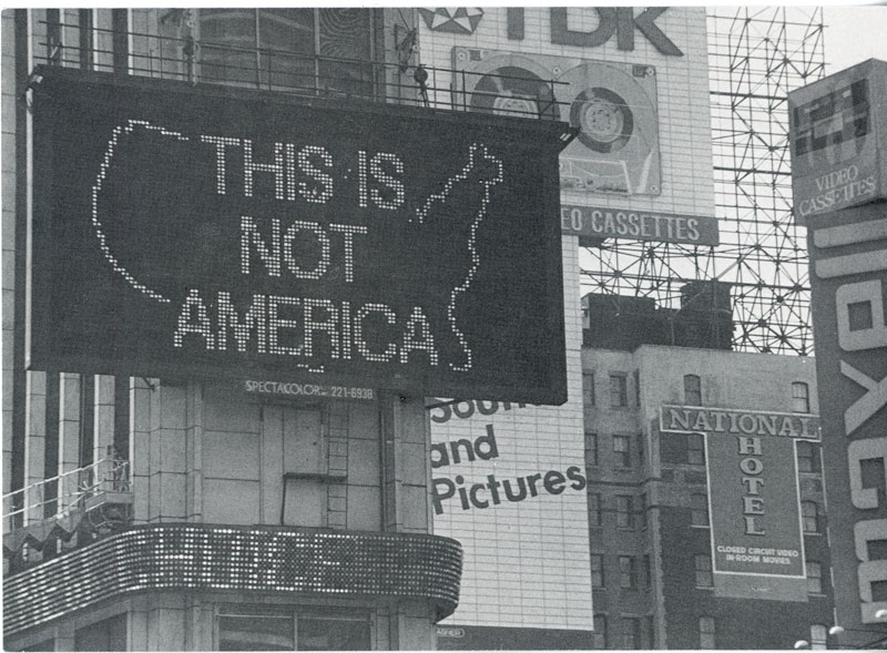 Gallery 98 Public Art Fund, Alfredo Jaar, A Logo for America, Card, 1987