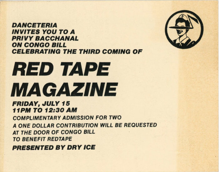 Danceteria Red Tape Issue 3 Party Back
