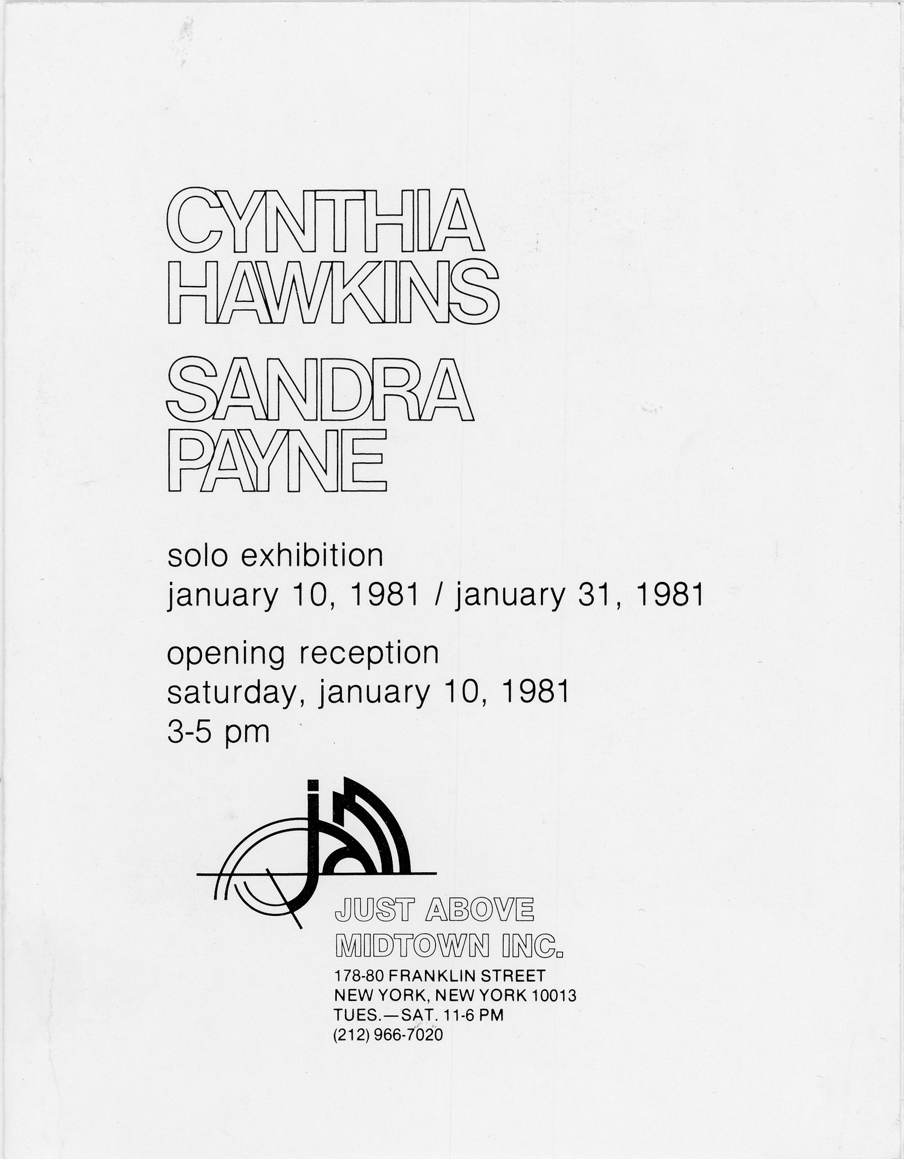 Gallery 98 | Cynthia Hawkins, Sandra Payne, Folded Card, Just Above  Midtown, 1981