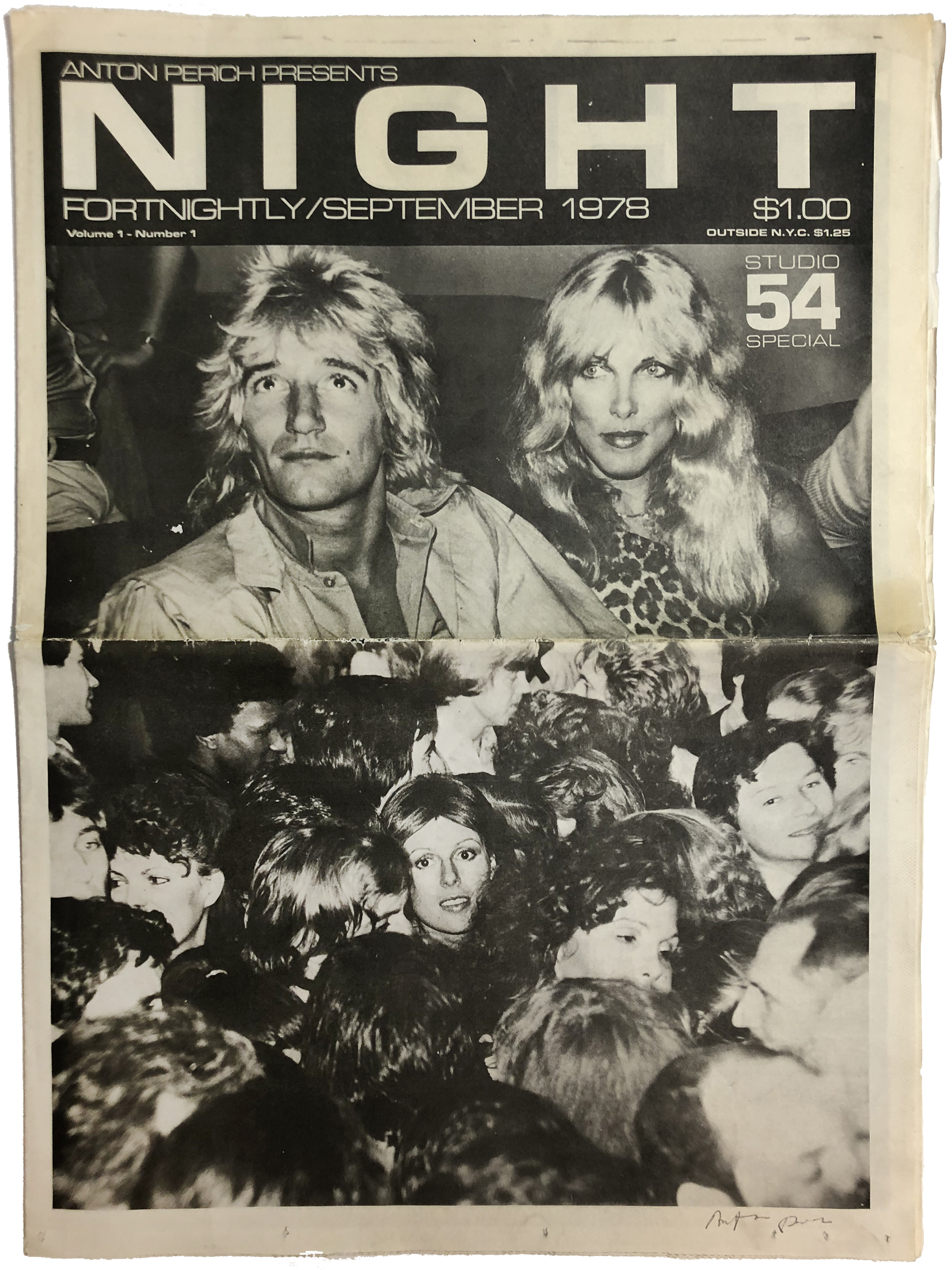 Gallery 98 | NIGHT Magazine, Vol 1 #1, Studio 54 Special, Cover SIGNED by  Anton Perich, Rod Stewart & Alana Hamilton, Patti Hansen, Huntington  Hartford, September 1978