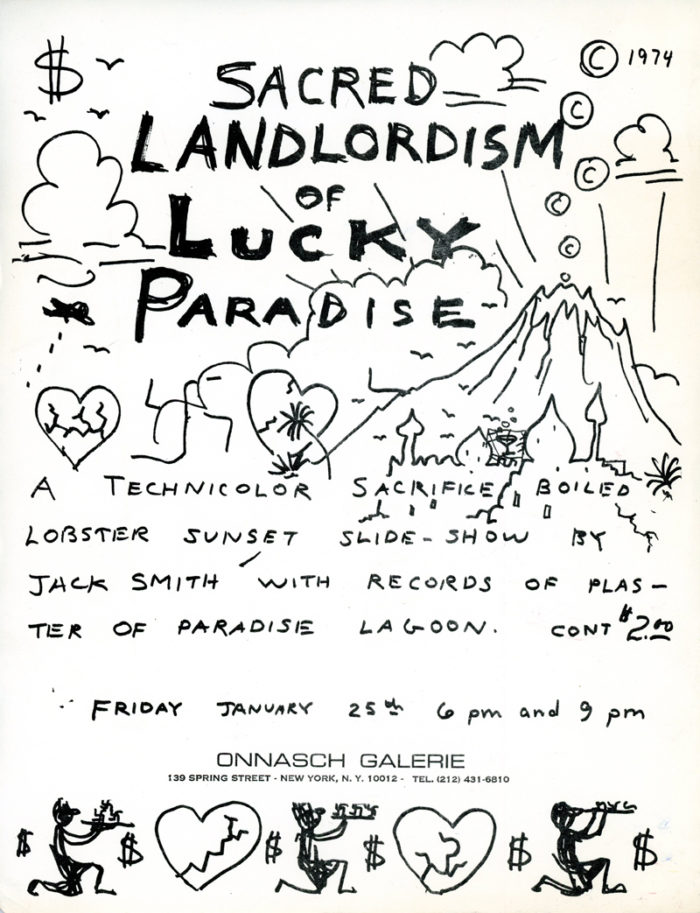 Gallery 98 Jack Smith, Sacred Landlordism of Lucky Paradise, Flyer