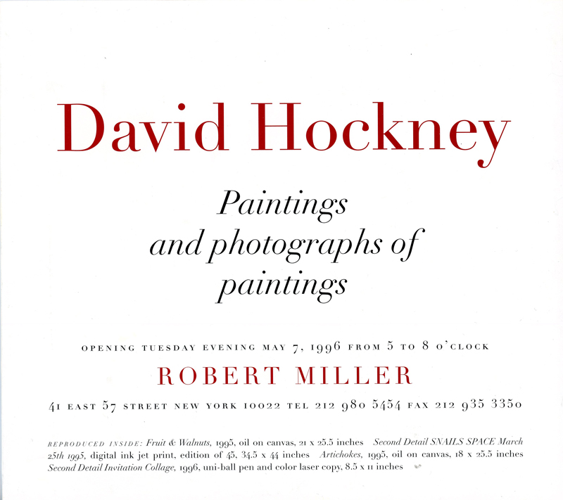 Gallery 98 | David Hockney, Paintings and Photographs of Paintings, Two ...