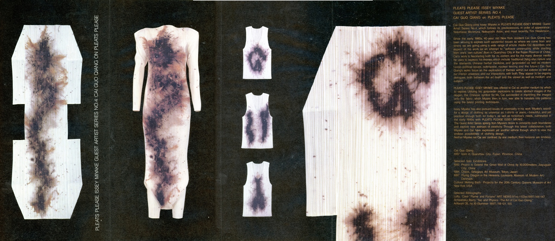 Gallery 98 | Cai Guo Qiang, Issey Miyake, Pleats Please, Fold-out Brochure  with Sleeve Jacket and Card, 1998