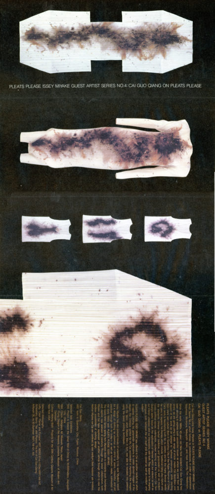 Cai Guo-Qiang 蔡国强, Drawings on Pleats Please Garments for Issey Miyake  Fashion Show (1998)