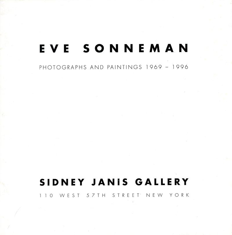Gallery 98 Eve Sonneman, 8Page Brochure, With Essay by Klaus Kertess