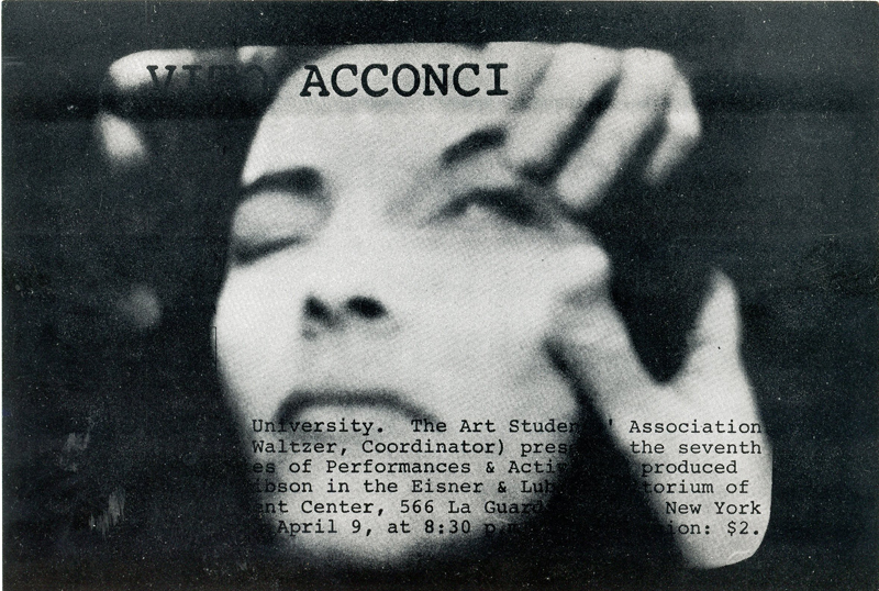 Gallery 98 Vito Acconci Performance At New York University Organized By John Gibson Card 1971 5821