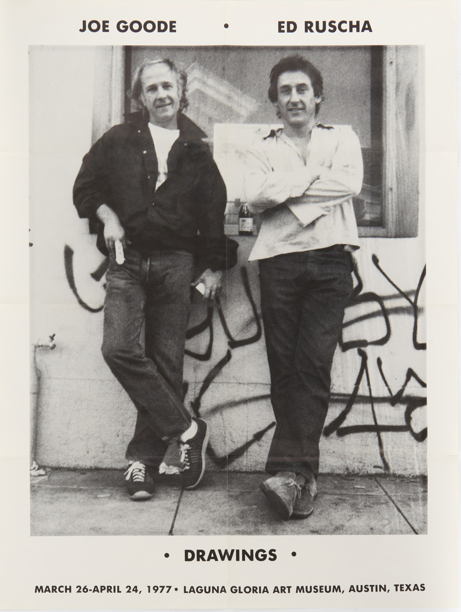 Gallery 98 | Joe Goode & Ed Ruscha, Drawings, Laguna Gloria Art Museum  (Texas), Folded Poster, 1977